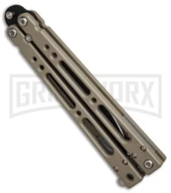 Bear OPS Bear Song IV Light Sand Balisong Butterfly Knife W/Trainer - Black -Kershaw Shop Bear Ops Bear Song IV Light Sand trainer black BHQ 78831 er spine large
