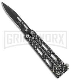 Bear OPS Bear Song IV Sim. Carbon Fiber Small Butterfly Knife - Black Plain