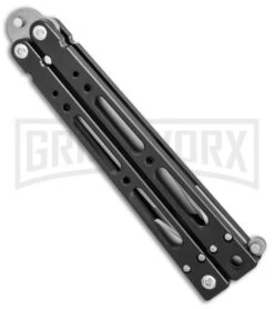 Bear OPS Bear-Song IV Black Tanto Butterfly Knife - Bead Blast Plain -Kershaw Shop Bear Ops Bear Song IV tanto black bb BHQ 39364 er side large