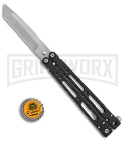 Bear OPS Bear-Song IV Black Tanto Butterfly Knife - Bead Blast Plain -Kershaw Shop Bear Ops Bear Song IV tanto black bb BHQ 39364 er size large