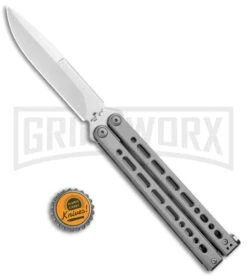Bear Ops Bear Song VIII Gray Butterfly Knife - Bayonet Satin Plain -Kershaw Shop Bear Ops Bear Song VIII Butterfly Bayo Satin B 820 SS S BHQ 102071 jr bottlecap large