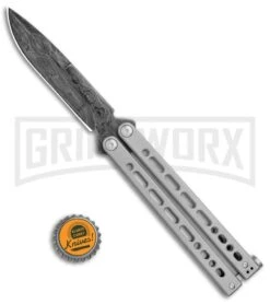 Bear Ops Bear Song VIII Gray Butterfly Knife - Bayonet Damascus Plain -Kershaw Shop Bear Ops Bear Song VIII Butterfly Black Damascus BHQ 114827 jr bottlecap large