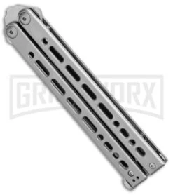Bear Ops Bear Song VIII Gray Butterfly Knife - Tanto Satin Plain -Kershaw Shop Bear Ops Bear Song VIII Butterfly Tanto Satin B 810 SS S BHQ 102070 jr spine large