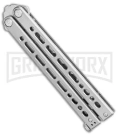 Bear Ops Bear Song VIII Silver Butterfly Trainer - Bead Blast Dull -Kershaw Shop Bear Ops Bear Song VIII Butterfly Trainer 4.5 Satin B 821 SS S BHQ 117625 LS Side large