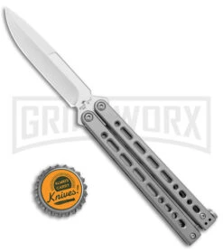 Bear Ops Bear Song VIII Small Gray Butterfly Knife - Bayonet Satin Plain -Kershaw Shop Bear Ops Bear Song VIII Small Butterfly Gray Satin Bayo BHQ 145125 jr bottlecap large