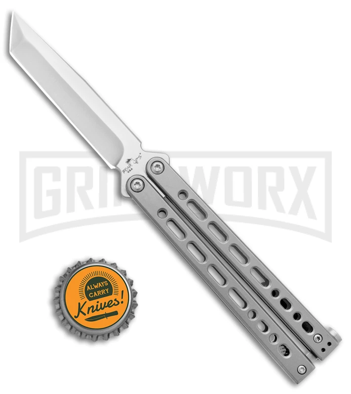 Bear Ops Bear Song VIII Small Gray Butterfly Knife - Tanto Satin Plain 6 Bear Ops Bear Song VIII Small Gray Butterfly Knife - Tanto Satin Plain - Image 4