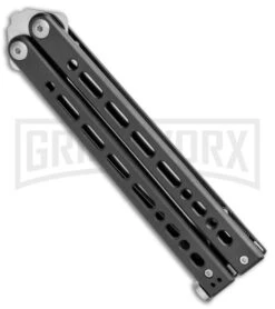 Bear Ops Bear Song VIII Black Butterfly Knife - Tanto Satin Plain -Kershaw Shop Bear Ops Bear Song VIII Tanto Black Satin BHQ 107302 jr spine large