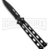Bear & Son 115B Black Butterfly Knife - Black Plain -Kershaw Shop Bear Son 115B Large Butterfly Knife Black 4in Black BHQ 50072 td1 large
