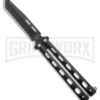Bear & Son 115B Tanto Black Butterfly Knife - Black Plain -Kershaw Shop Bear Son 115TANB Tanto Butterfly Knife Black 4in Black BHQ 50073 td large
