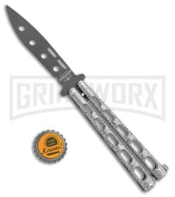 Bear & Son 115TR Large Silver Vein Butterfly Knife Trainer - Black -Kershaw Shop Bear Son 115TR Large Butterfly Trainer Silver Vein Black BHQ 107300 jr bottlecap large