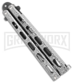 Bear & Son 115TR Large Silver Vein Butterfly Knife Trainer - Black -Kershaw Shop Bear Son 115TR Large Butterfly Trainer Silver Vein Black BHQ 107300 jr side large