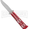 Bear & Son Knives Red Large 117 Balisong Butterfly Knife - Satin Plain 4TH18