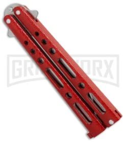 Bear & Son Knives Red Large 117 Balisong Butterfly Knife - Satin Plain 4TH18 -Kershaw Shop Bear Son 117 large butterfly knife red satin BHQ 72584 er spine large