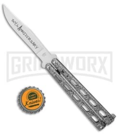 Bear & Son Anniversary 114 Silver Vein Butterfly (5" Satin) -Kershaw Shop Bear Son Anniversary 114 Silver Vein Butterfly 5 Satin BHQ 121771 LS Bottlecaop jr large