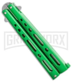 Bear & Son Knives Green Large 117 Balisong Butterfly Knife - Satin Plain -Kershaw Shop Bear Son Butterfly Green 117GR BHQ 114199 LS Spine large