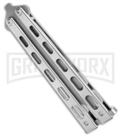 Bear & Son Knives SS14A Stainless Steel Butterfly Knife - Tanto Bead Blast -Kershaw Shop Bear Son Butterfly Knife Tanto Stainless Steel 4in BB BHQ 87647 td spine large