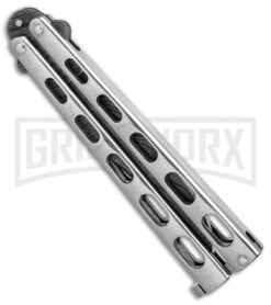 Bear & Son Knives SS14D Stainless Steel Butterfly Knife - Clip Point Damascus -Kershaw Shop Bear Son Clip Point Butterfly SS Damascus BHQ 88016 er spine large