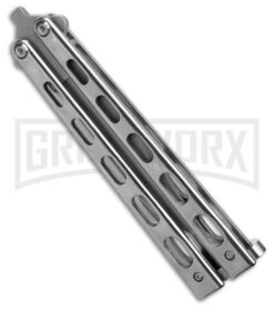 Bear & Son Knives SS14 Stainless Steel Butterfly Knife - Clip Point Bead Blast -Kershaw Shop Bear Son Knives SS14 Stainless Steel Butterfly Knife CP BB BHQ 87939 td spine large