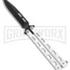 Bear & Son 115W White Butterfly Knife - Black Plain 4TH18