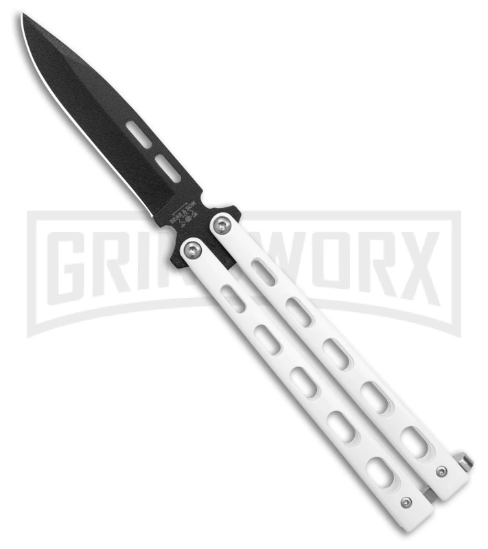 Bear & Son 115W White Butterfly Knife - Black Plain 4TH18 3 Bear & Son 115W White Butterfly Knife - Black Plain 4TH18