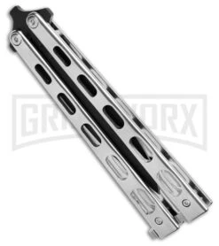 Bear & Son Knives 15 Stainless Steel Butterfly Knife - Spear Point Black Plain -Kershaw Shop Bear Son Spear Point Butterfly Knife Stainless Steel 4in Black BHQ 88284 td side large