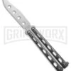 Bear & Son Knives 114 Silver Balisong Trainer Butterfly Knife - Satin Plain -Kershaw Shop Bear Son Spear Point Butterfly Knife Stainless Steel 4in Dull Blade BHQ 8439 td large