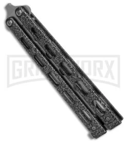 Bear & Son Knives 114 Silver Balisong Trainer Butterfly Knife - Satin Plain -Kershaw Shop Bear Son Spear Point Butterfly Knife Stainless Steel 4in Dull Blade BHQ 8439 td side large