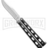 Bear And Son Knives 113B Small Black Balisong Butterfly Knife - Satin Plain -Kershaw Shop Bear and Son 113B Small Butterfly Balisong Knife Black Textured 3.3in Satin BHQ 0367 hd 2 large