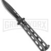 Bear & Son 115 Silver Speckle Butterfly Knife - Black Plain -Kershaw Shop Bear and Son 115 Large Butterfly Silver Speckle Black BHQ 50070 jr large