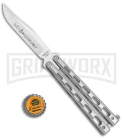 Bear & Son Anniversary SS14-D2 Polished Butterfly Knife (5" Satin) -Kershaw Shop Bear and Son 30th Anniversary SS14 D2 Polished Butterfly BB ANNSS14 D2 BHQ 121783 jr bottlecap large