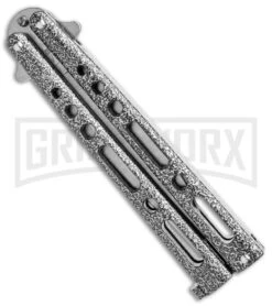 Bear & Son Knives Gray 117 Balisong Butterfly Knife - Stone Wash Plain -Kershaw Shop Bear and Son Butterfly Gray SW BHQ 139093 jr spine large
