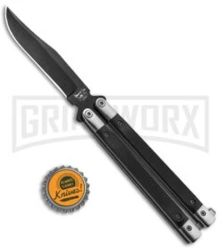 Bear & Son Black G-10 Balisong Butterfly Knife - Black Plain -Kershaw Shop Bear and Son Butterfly Knife Black G 10 Black G17B BHQ 92673 jr bottlecap large