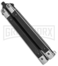 Bear & Son Black G-10 Balisong Butterfly Knife - Black Plain -Kershaw Shop Bear and Son Butterfly Knife Black G 10 Black G17B BHQ 92673 jr side large