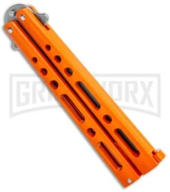 Bear & Son Butterfly Knife Orange Steel - Clip Point Plain -Kershaw Shop Bear and Son Butterfly Orange SW BHQ 135322 jr side large