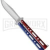 Bear & Son Butterfly Knife Red White Blue - Stonewash Plain