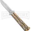 Bear & Son 117 Gold Stonewash Butterfly Knife - Stonewash Plain -Kershaw Shop Bear and Son Large Butterfly Gold SW BHQ 140254 jr large