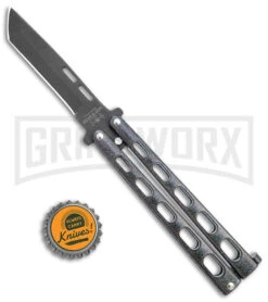 Bear & Son 115 Galaxy Butterfly Knife - Black Tanto Plain -Kershaw Shop Bear and Son Large Butterfly Tanto Galaxy Black BHQ 141492 jr bottlecap large