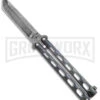 Bear & Son 114 Galaxy Butterfly Knife - Damascus Tanto Plain -Kershaw Shop Bear and Son Large Butterfly Tanto Galaxy Damascus BHQ 141496 jr large