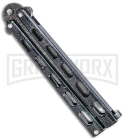 Bear & Son 114 Galaxy Butterfly Knife - Damascus Tanto Plain -Kershaw Shop Bear and Son Large Butterfly Tanto Galaxy Damascus BHQ 141496 jr side large