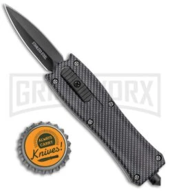Belly Button Sim Carbon Fiber OTF Automatic Knife - Black Plain -Kershaw Shop Belly Button Sim CF OTF Auto Black GX 37495 jr bottlecap large