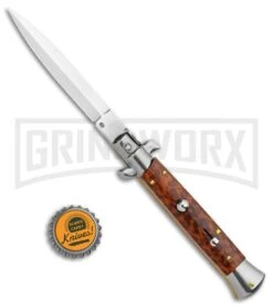 Frank B 9" Italian Stiletto Snakewood Automatic Knife - Dagger Satin -Kershaw Shop Beltrame 9in Italian Stiletto Snakewood Dagger GX 35564 jr bottlecap large