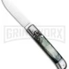 SKM 8" Italian Stiletto Lever Lock Brazilian Horn Automatic Knife - Polish Flat -Kershaw Shop Beltrame LL Italian Brazil Horn Satin BHQ 81019 jr large