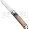 SKM 8" Italian Stiletto Lever Lock Olive Wood Automatic Knife - Polish Flat