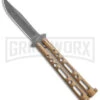 Benchmark Gold Epoxy Steel Butterfly Knife - Stonewash Plain -Kershaw Shop Benchmark Butterfly Gold Stonewash BHQ 138079 td large