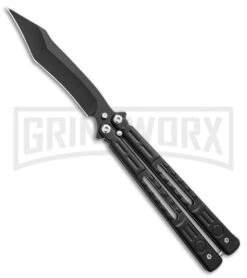 Chalkhill Balisong Butterfly Knife - Black Tanto Skeletonized