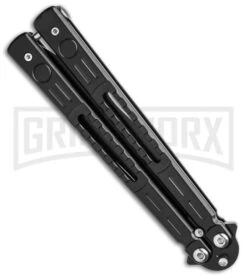 Chalkhill Balisong Butterfly Knife - Black Tanto Skeletonized -Kershaw Shop Black Balisong Clip Point Butterfly Knife Black Finish GX 37653 td side large