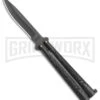 Black Dragon Balisong Butterfly Knife - Black Plain 2 Black Dragon Balisong Butterfly Knife - Black Plain -Kershaw Shop Black Dragon Balisong Butterfly Black GX 2449 jr large