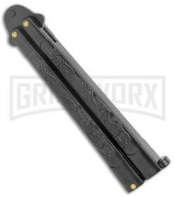 Black Dragon Balisong Butterfly Knife - Black Plain 8 Black Dragon Balisong Butterfly Knife - Black Plain -Kershaw Shop Black Dragon Balisong Butterfly Black GX 2449 jr side large