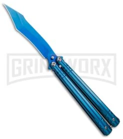 Chalkhill Balisong Black Butterfly Knife - Blue Tanto