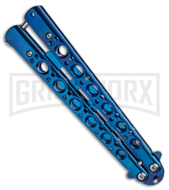 Blue Balisong Trainer Butterfly Knife - Blue Dull 5 Blue Balisong Trainer Butterfly Knife - Blue Dull - Image 3